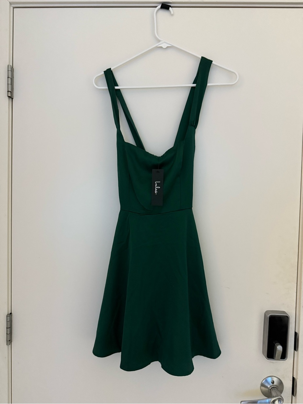 Lulu's Dark Emerald Lace Up back Closure Mini Dress Small